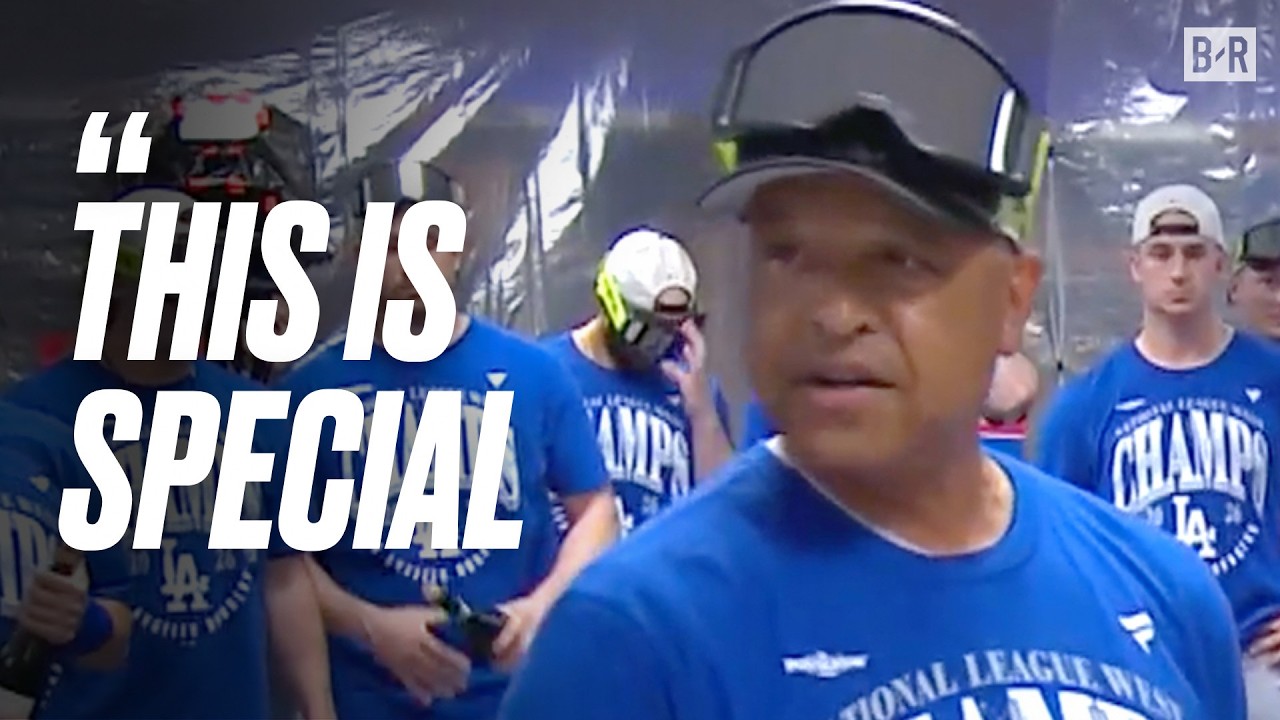 Dave Roberts & Miguel Rojas Address the Dodgers After Clinching the NL West background