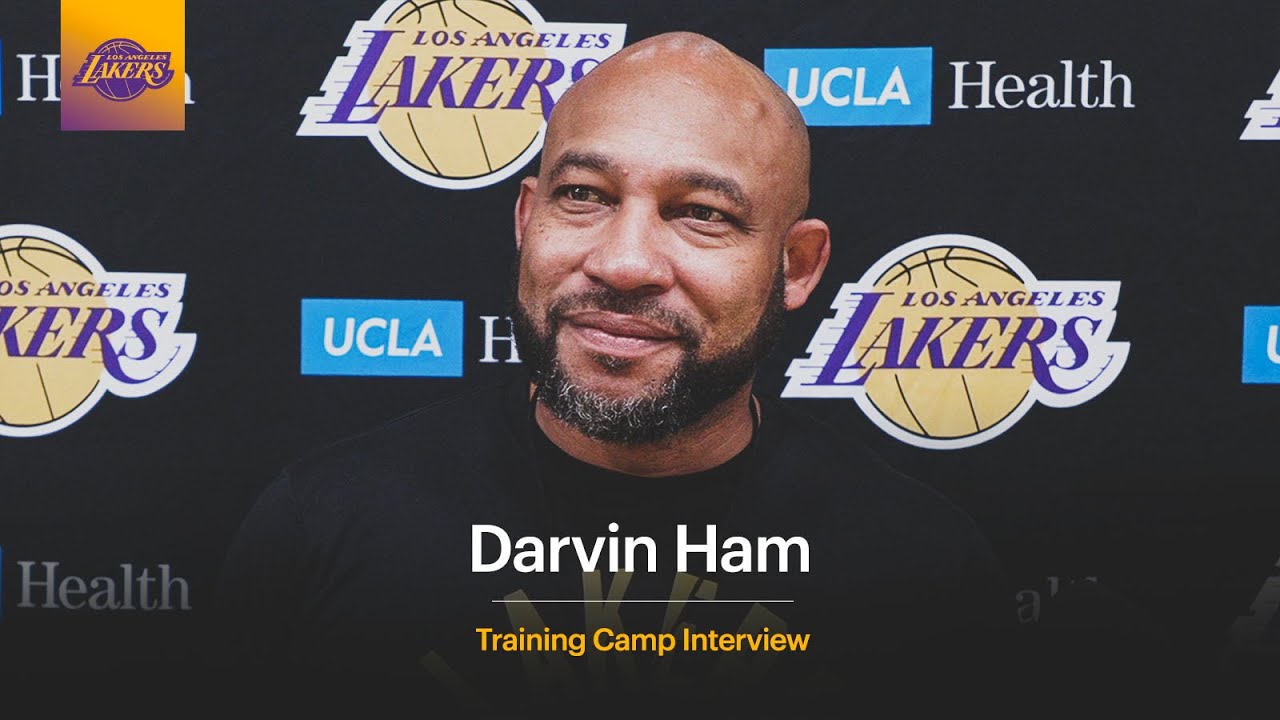 Darvin Ham reveals the starting lineup he's used so far at Lakers Training Camp background