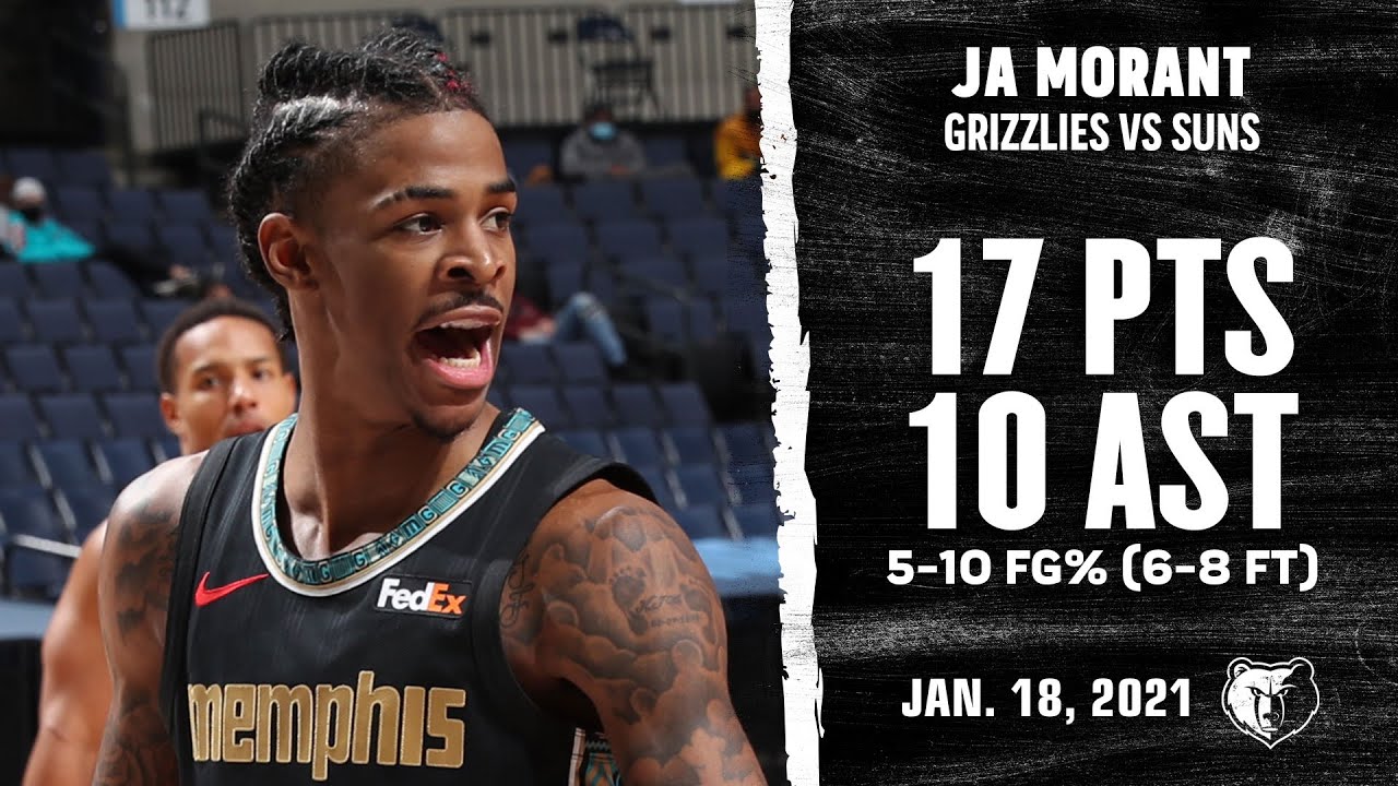 Ja Morant DOUBLE-DOUBLE! Tallies 17pts, 10ast vs Suns Highlights | NBA Season 2020-21 background