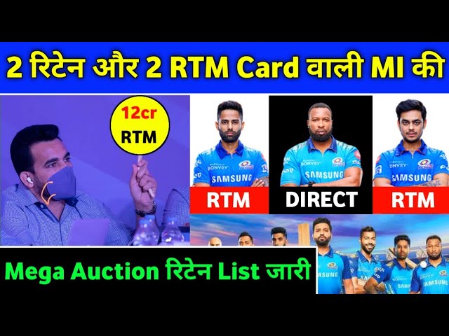 IPL 2022 Mega Auction - Mumbai Indians (MI) Retained+RTM Players List