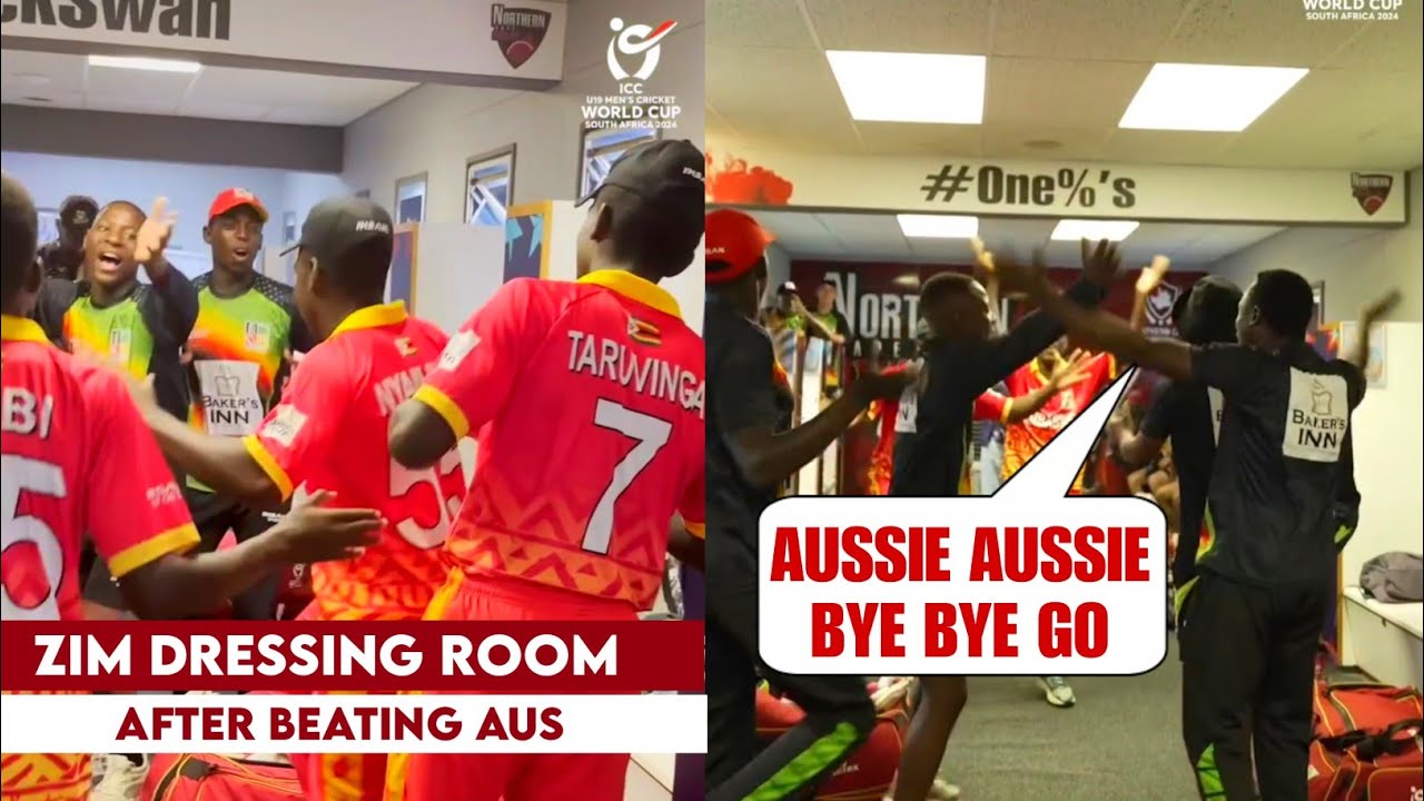Zimbabwe Team Dressing Room Celebration After Beating Australia | ZIM Dressing Room Today background
