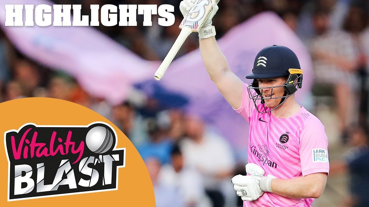 Middlesex v Surrey | Morgan And De Villiers Share Century | Vitality Blast 2019 - Highlights background