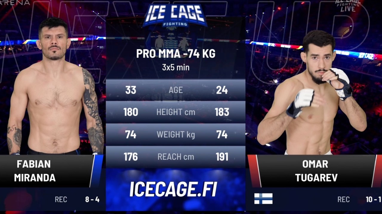 Omar Tugarev vs Fabian Miranda koko ottelu | ICE CAGE 8