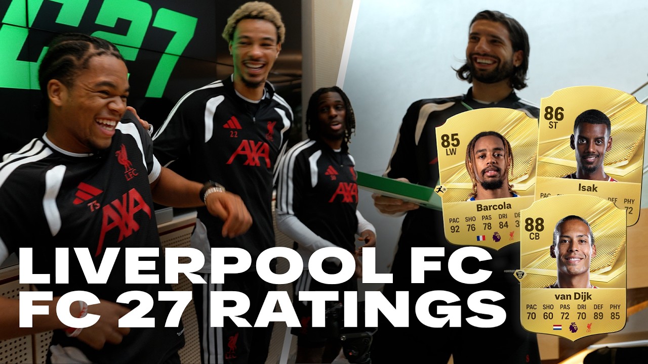 '90 PACE!?' 🫨 | Ekitike, Ngumoha & Frimpong Reveal FC 27 Ratings To Liverpool FC Squad background