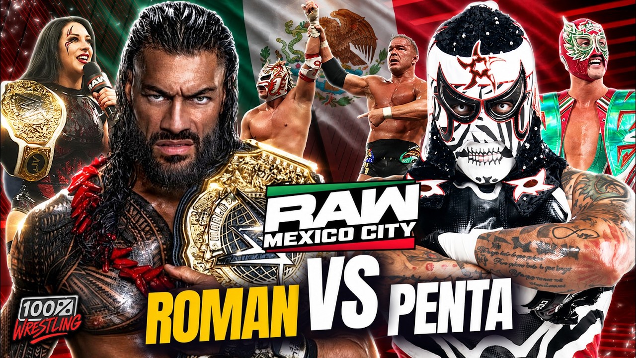 ¡HISTORIA EN MÉXICO! 🇲🇽 Penta vs Roman Reigns 🔥 | WWE RAW Review background