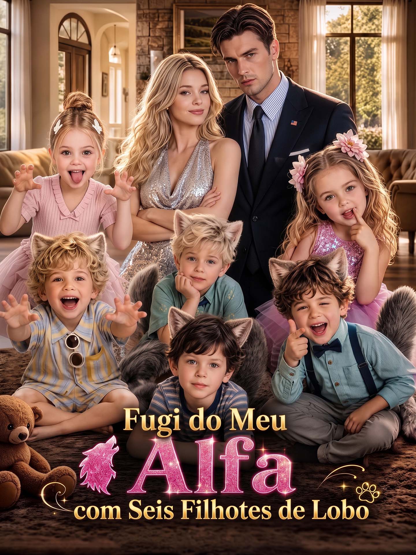 Fugi do Meu Alfa com Seis Filhotes de Lobo poster