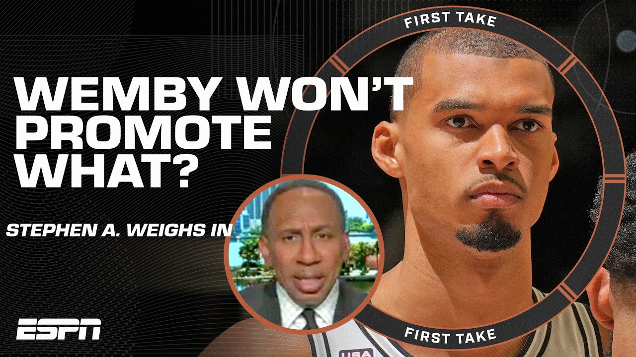 Stephen A. weighs in on Wemby not promoting betting sites: Deserves PROFOUND respect! | First Take background