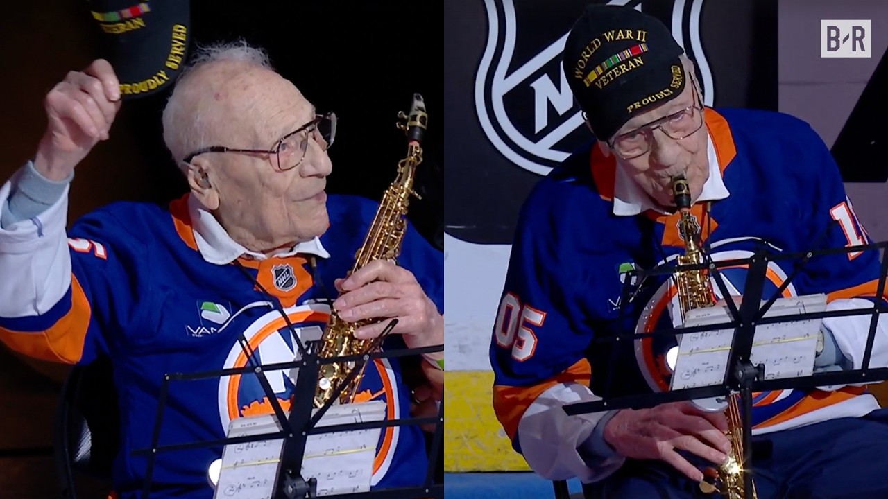 105 Year-Old Veteran CRUSHES National Anthem; Crowd Breaks Out In "U.S.A" Chants background