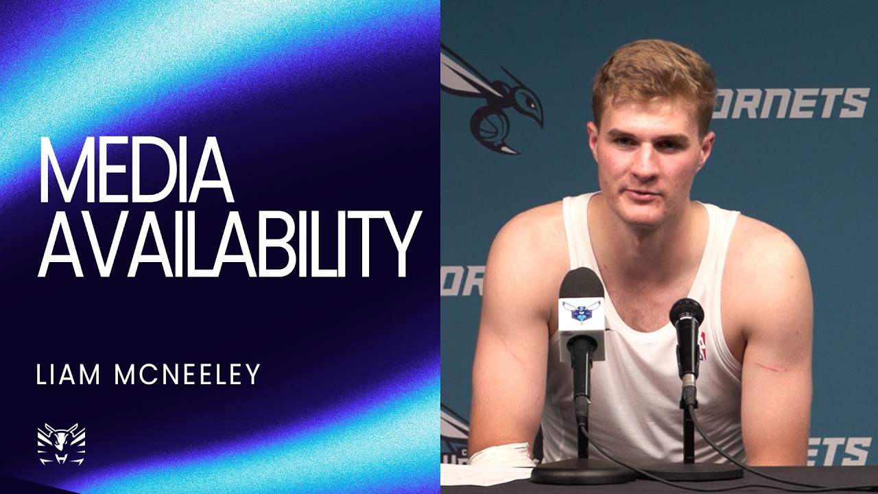 Hornets vs Nets: Liam McNeeley Postgame Media Availability | 10/6/2026 background