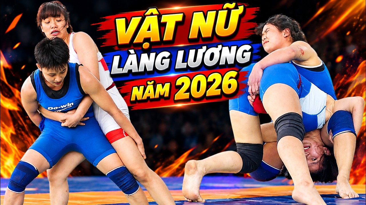 vật nữ làng lương năm 2026. Đấu Vật Traditional Vietnamese women's Wrestling background
