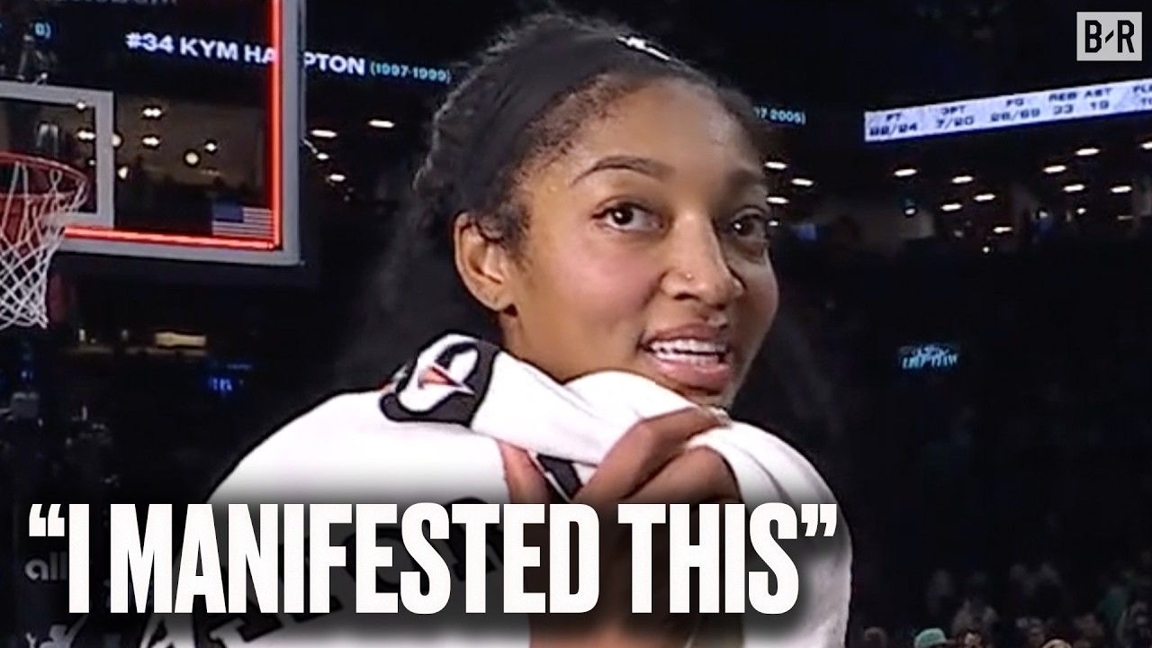 Angel Reese Reacts to Advancing to the WNBA Finals background