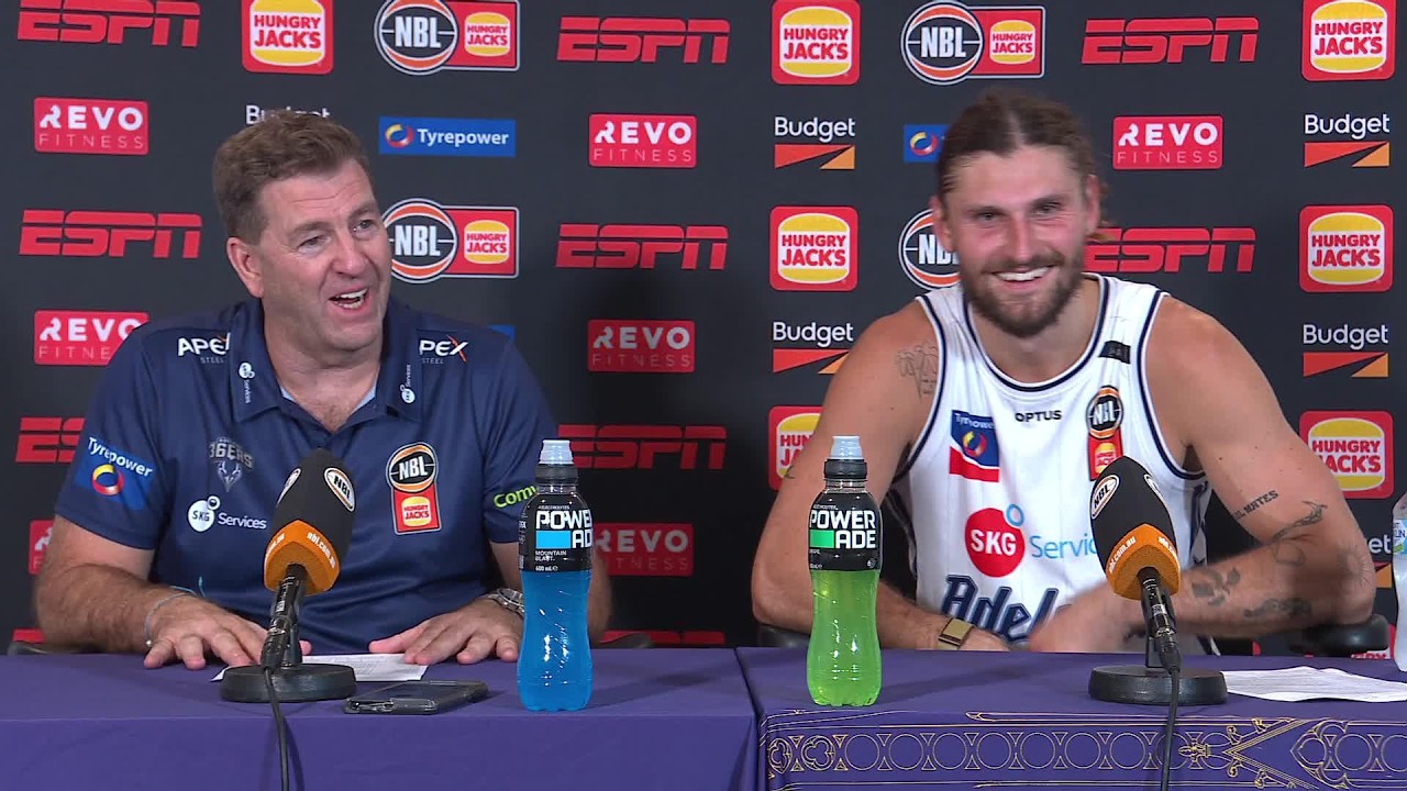 Trevor Gleeson and Matt Kenyon press conference vs Sydney Kings - Round 4, NBL27 background