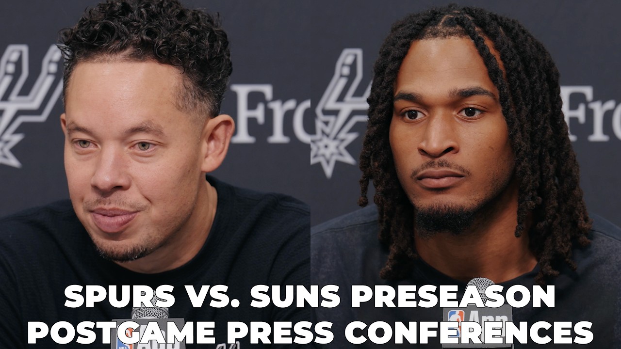 Spurs vs Suns Preseason Postgame Press Conferences: Mitch Johnson and Stephon Castle background