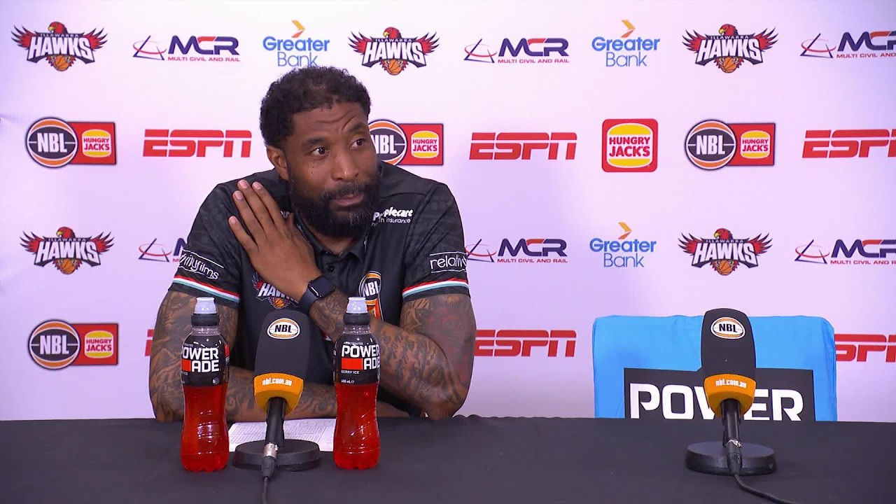 Justin Tatum press conference vs Cairns Taipans - Round 4, NBL27 background