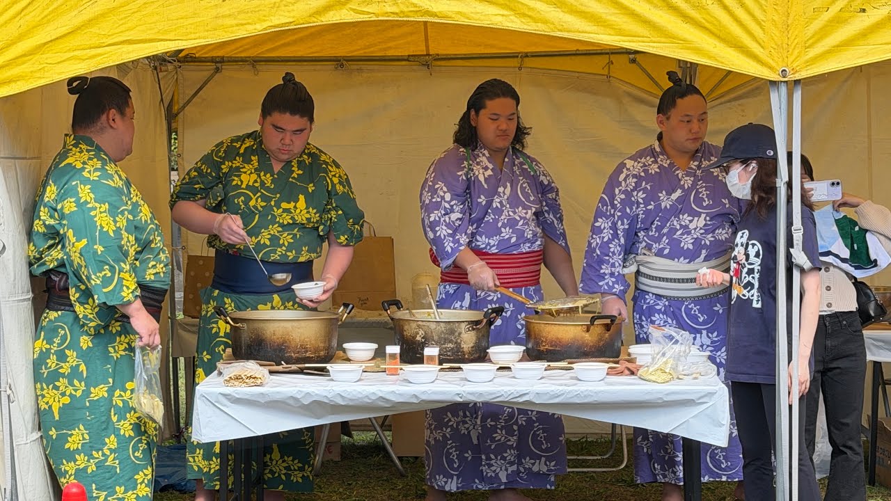 速報❗️二子山部屋 三田 延原 高原 菊池 『相撲部屋3部屋のちゃんこブース』🍲【かつしかスポーツフェス】2026/10/12 Futagoyama Oshima Kokonoe background