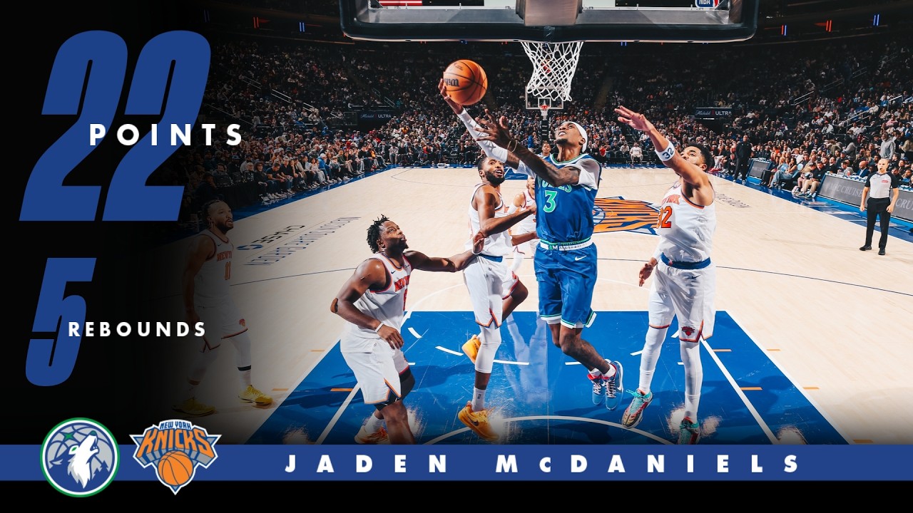 Jaden McDaniels Gets In His Bag With 22 Points Vs The New York Knicks | 10.12.26 background