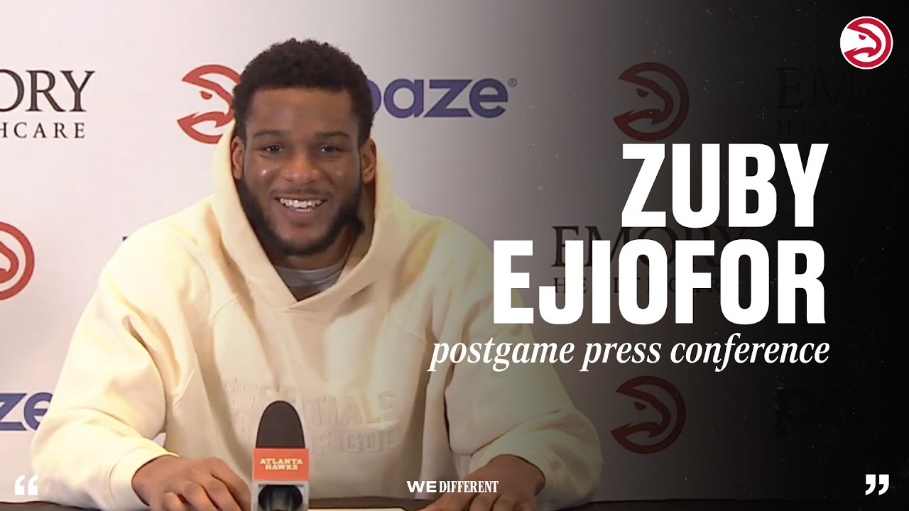 Hawks vs. Thunder Postgame Press Conference: Zuby Ejiofor background
