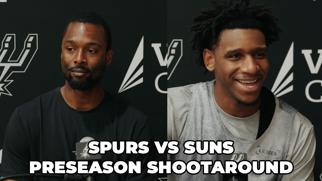 Spurs vs Suns Preseason Shootaround Press Conferences: Tarris Reed Jr and Harrison Barnes background