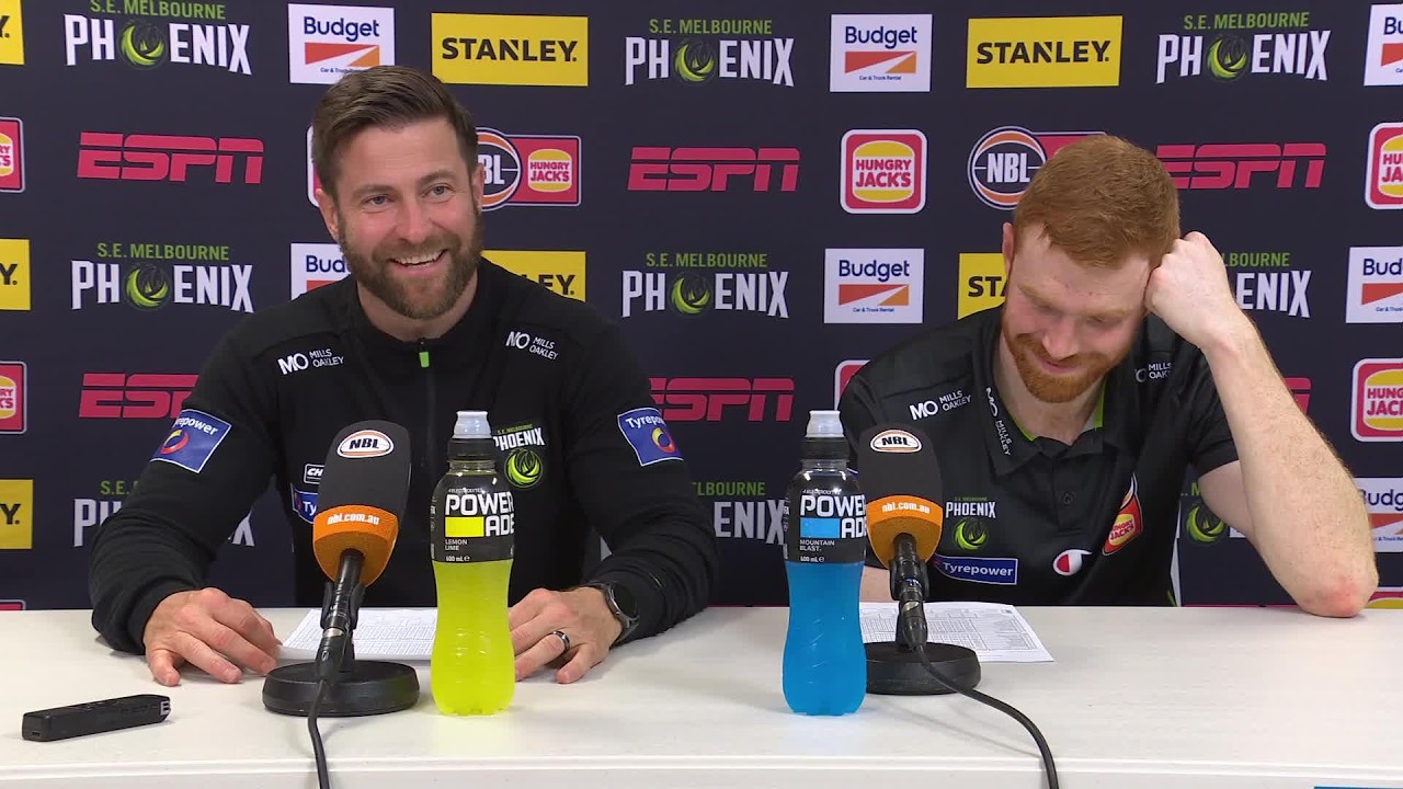 Josh King and Angus Glover press conference vs Cairns Taipans - Round 5, NBL27 background