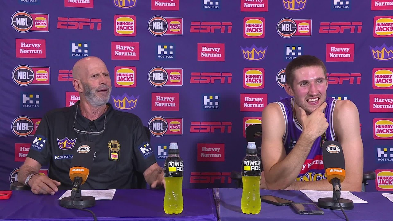 Brian Goorjian and Andrew Carr press conference vs Perth Wildcats - Round 5, NBL27 background