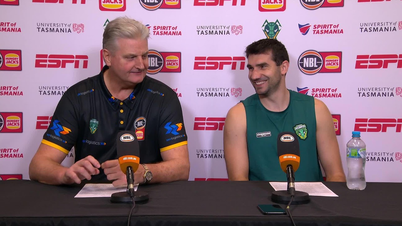Scott Roth and Dakota Mathias press conference vs New Zealand Breakers - Round 5, NBL27 background