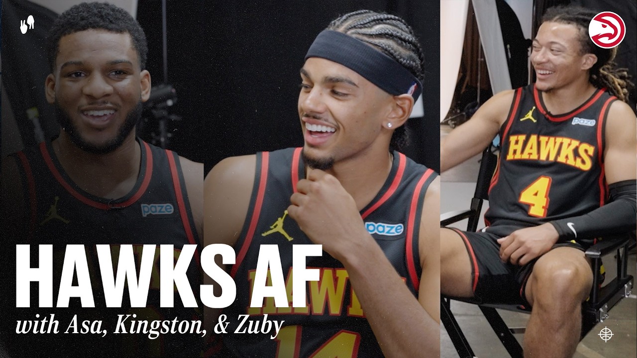 Asa Newell, Kingston Flemings, & Zuby Ejiofor preview their seasons ahead | Hawks AF background