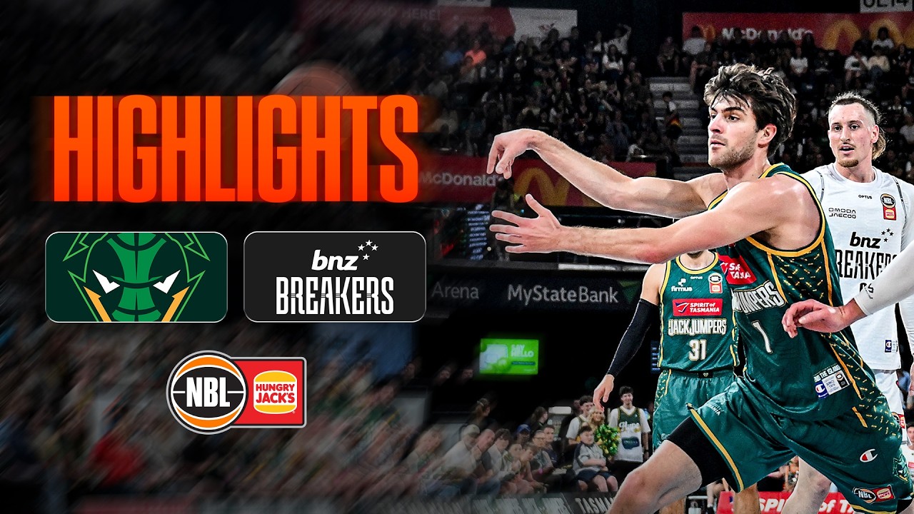 Tasmania JackJumpers vs. New Zealand Breakers - Game Highlights - Round 5, NBL27 background