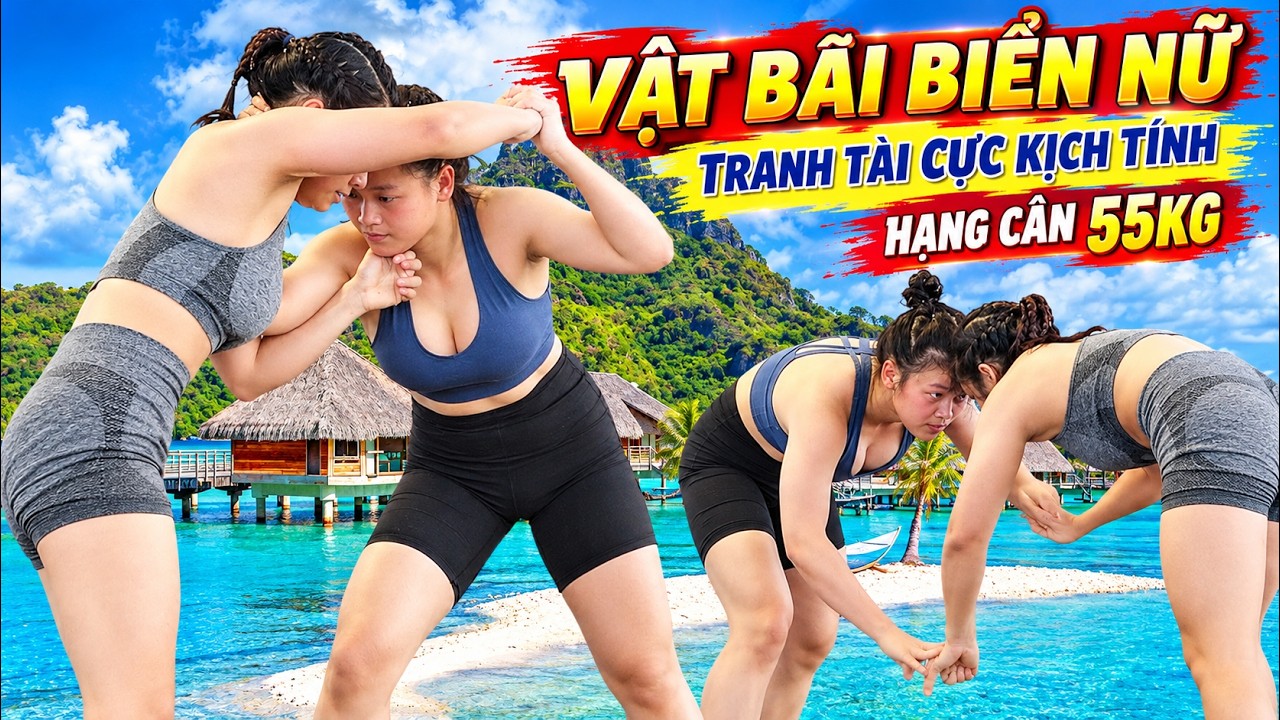 VẬT BÃI BIỂN NỮ VĐQG 2026 hạng 55 kg.Đấu Vật Vietnamese women's Wrestling background