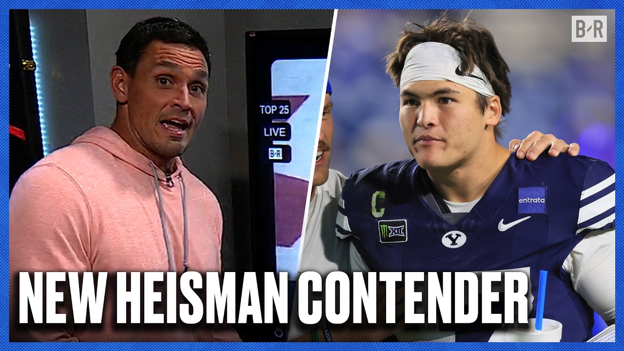 Why BYU QB Bear Bachmeier Can Win Heisman Over Jeremiah Smith background