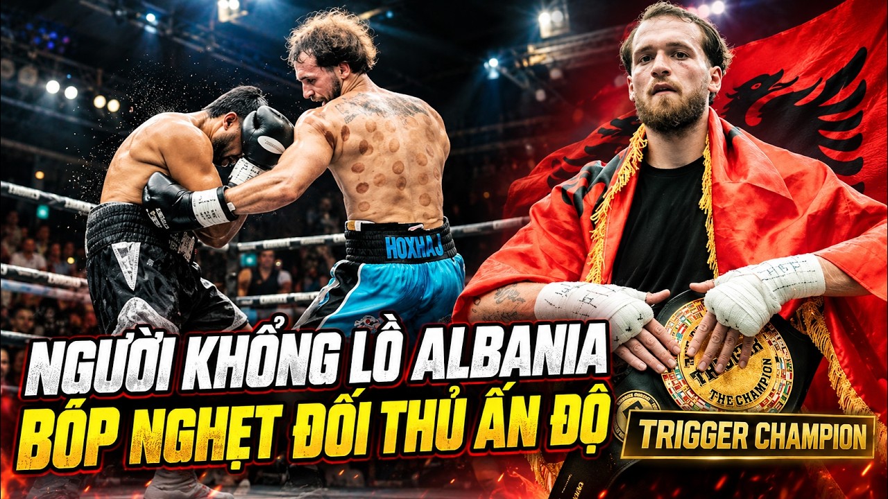 Quái vật 2 mét Albania - Kristiano Hoxhaj nuốt trọn boxer Ấn Độ, giành đai Trigger Championship