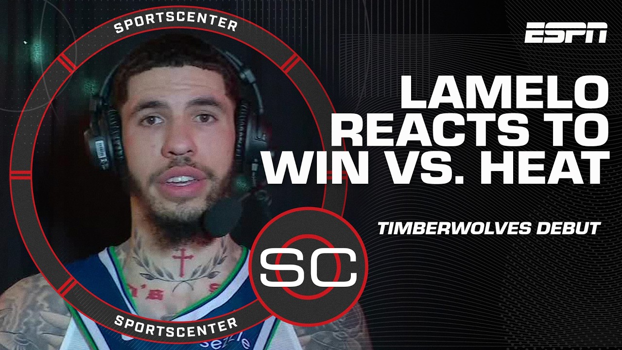 LaMelo Ball reacts to Timberwolves' opening win & claims he didn't travel 😂 | SportsCenter