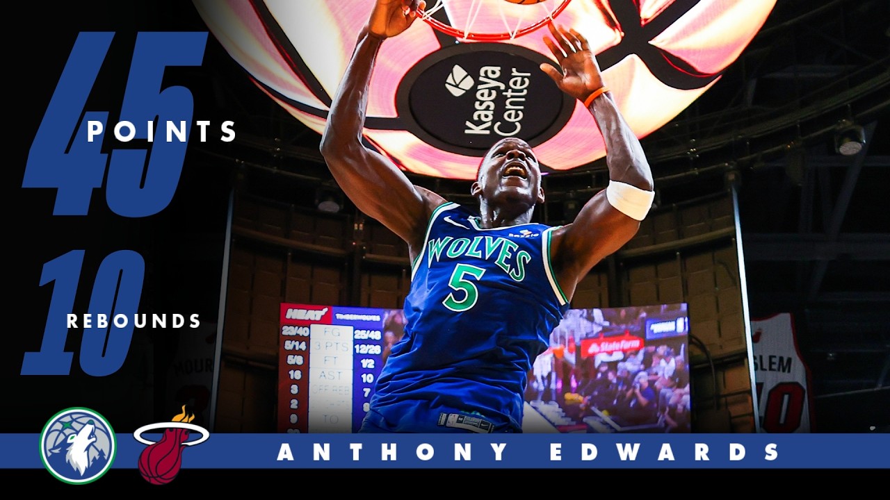 Anthony Edwards Goes Off With A 45 Point Double-Double Vs The Miami Heat | 10.21.26