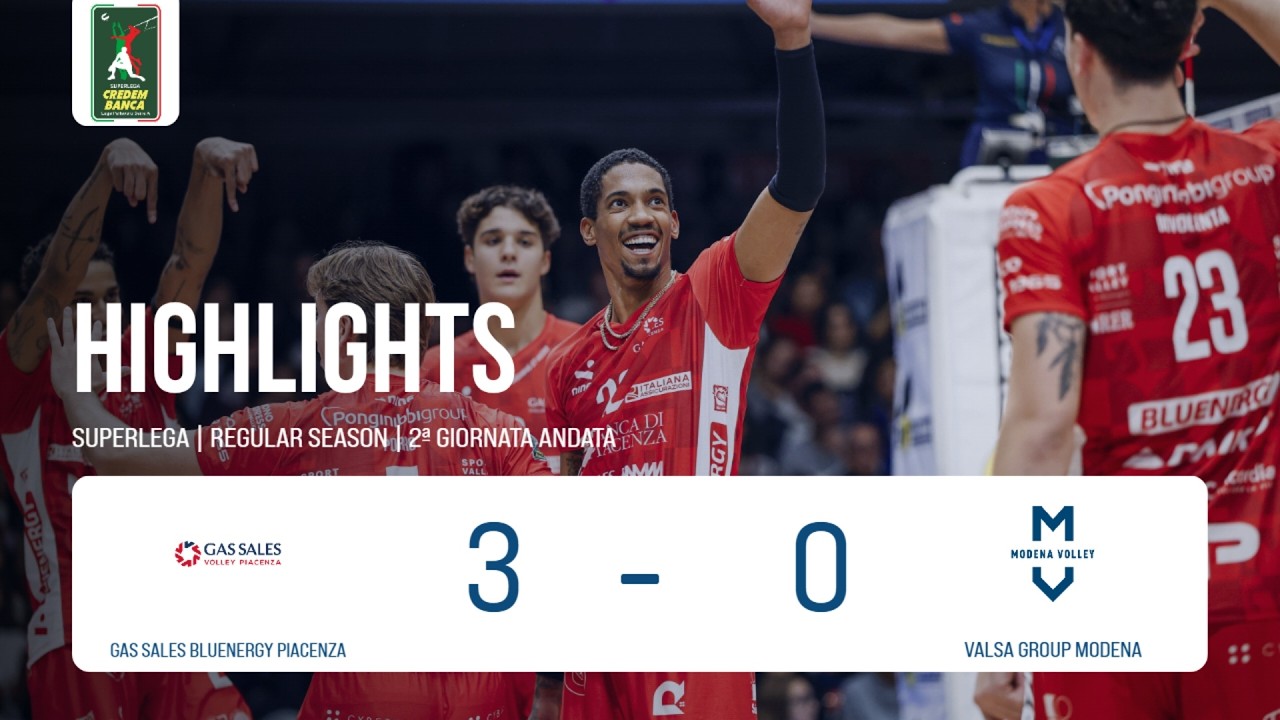 Gas Sales Bluenergy Piacenza vs. Valsa Group Modena SuperLega Match Highlights