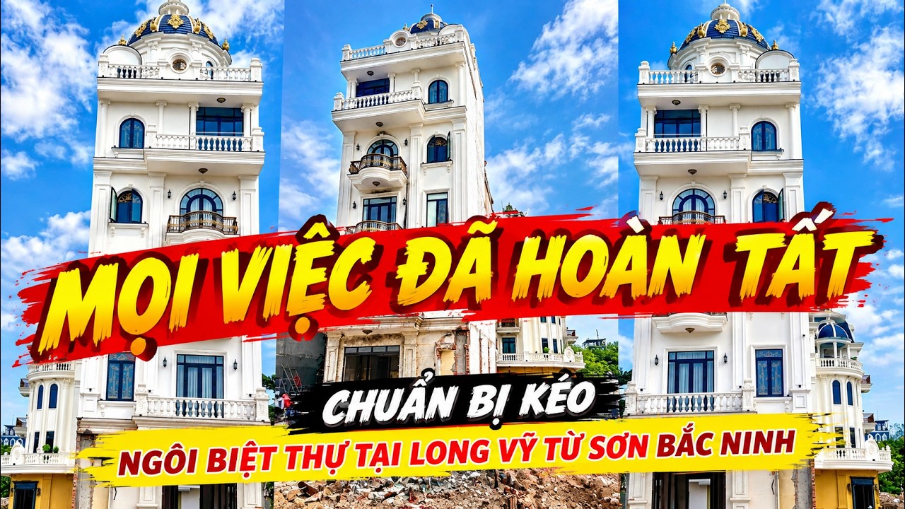 BIỆT THỰ LONG VỸ ĐÃ LẮP XONG CÁP VÀO THỦY LỰC ĐỂ KÉO.
