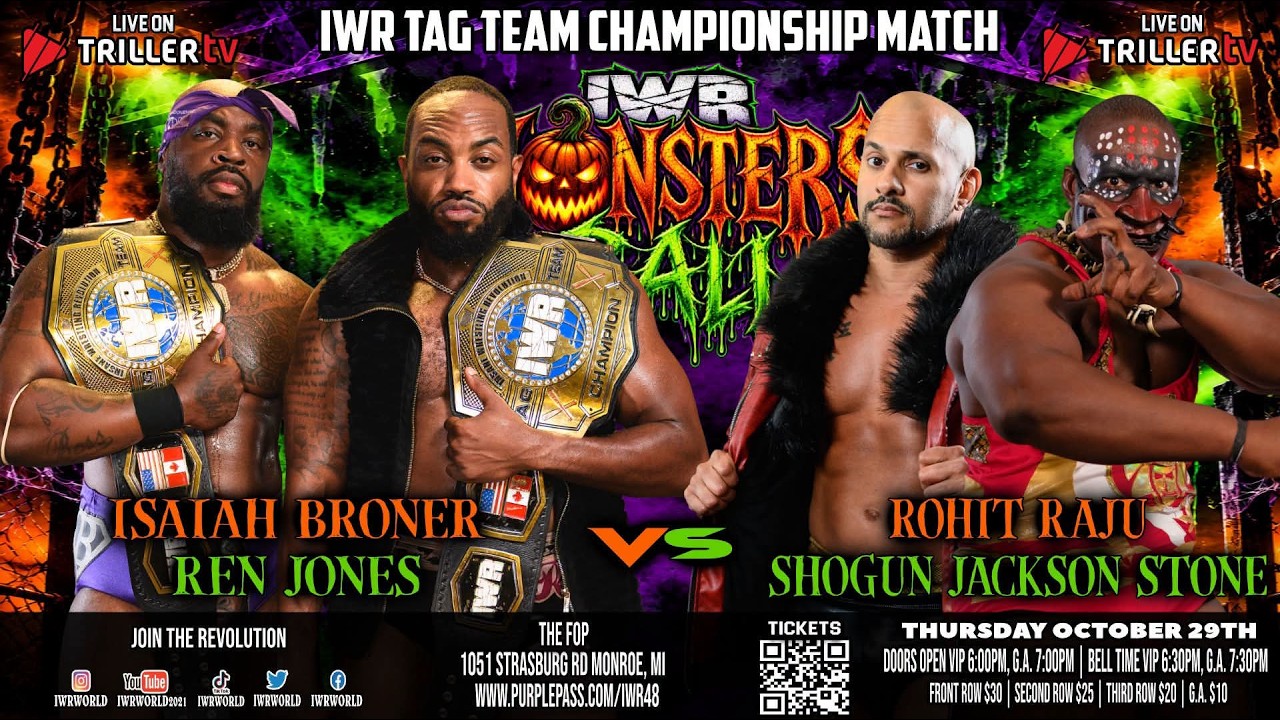 IWR: Rohit Raju and Shogun vs. Ren Jones and Isaiah Broner (Tag Team Championship Match) 10/29/26